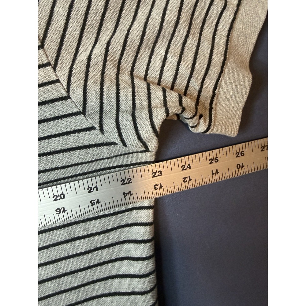 Vintage Polo Ralph Lauren Mens Large Gray Black Striped Cotton Polo Shirt Pony - Picture 4 of 5